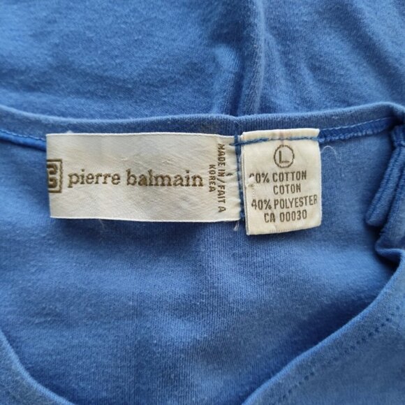 PIERRE BALMAIN Vintage Blue cotton tank Top shell L fits M - Picture 8 of 9